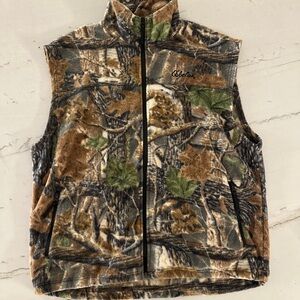 Cabela’s Open Country Camouflage Fleece Hunting Outdoor Full Zip Vest Men LARGE